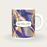 Screenprint Neon Tubes Name Mug, front with the name label