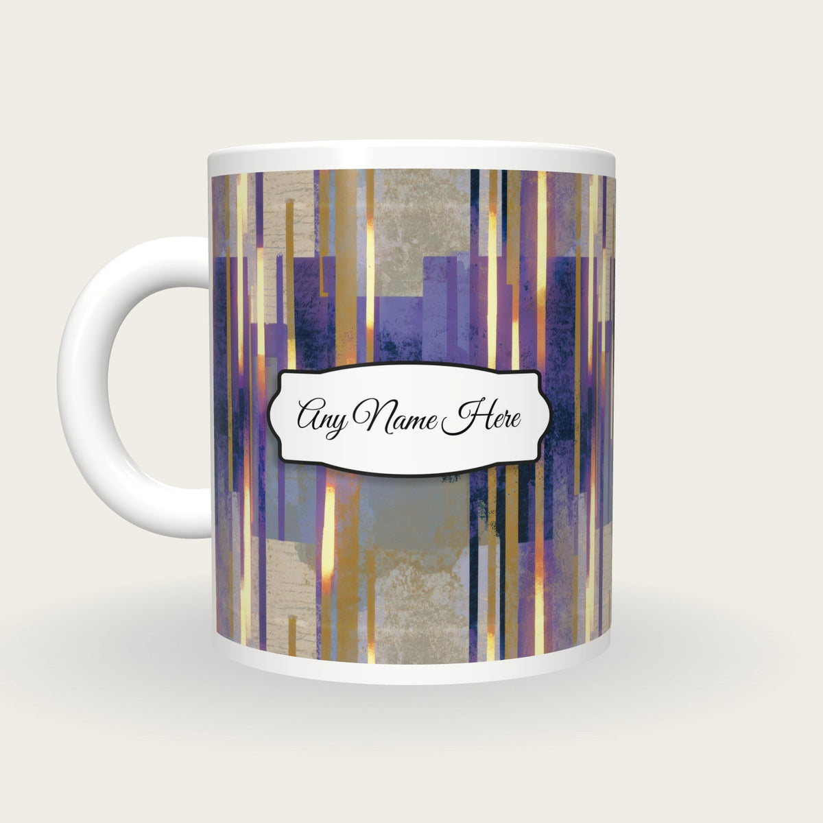 Screenprint Neon Tubes Name Mug 2, back with the second name label