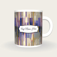 Screenprint Neon Tubes Name Mug 2, front with the name label