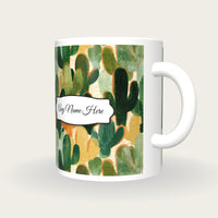 Gouache Cactus Name Mug, three-quarter view