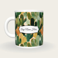 Gouache Cactus Name Mug, back with the second name label