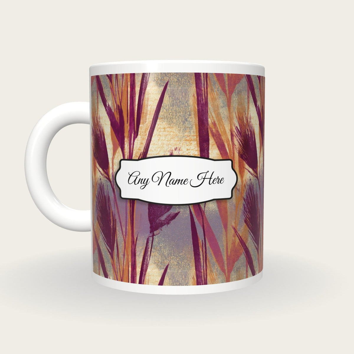 Woodblock Reeds Name Mug, back with the second name label