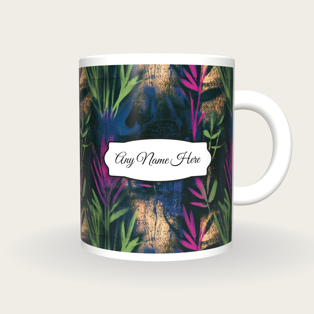 Graffiti Grasses Name Mug, front with the name label