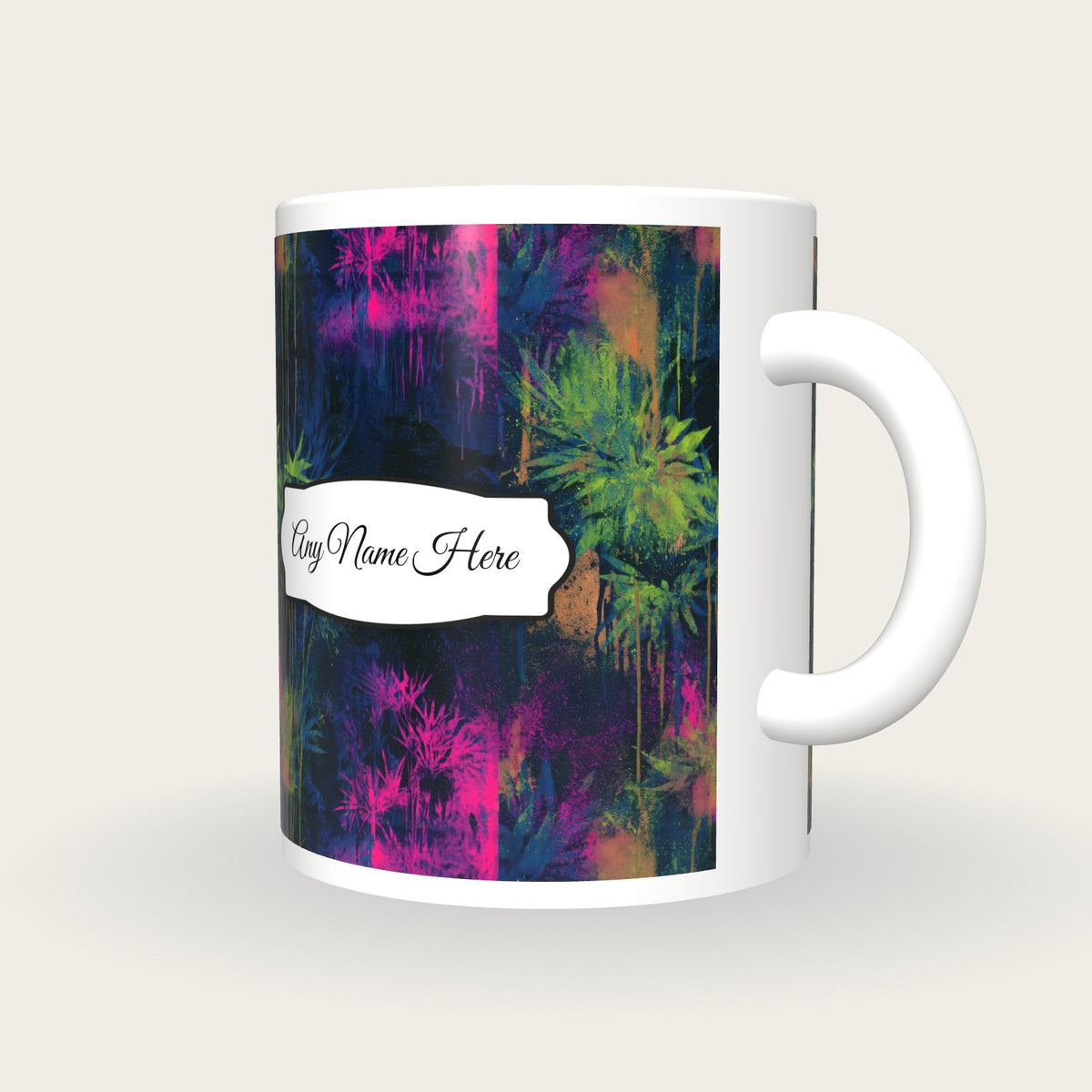 Graffiti Grasses Name Mug 2, three-quarter view