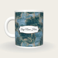 Monoprint Horsetail Name Mug, back with the second name label