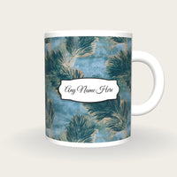 Monoprint Horsetail Name Mug, front with the name label