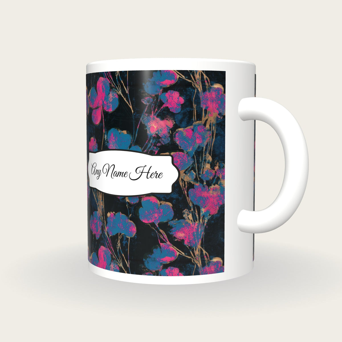 Screenprint Clover Name Mug, three-quarter view