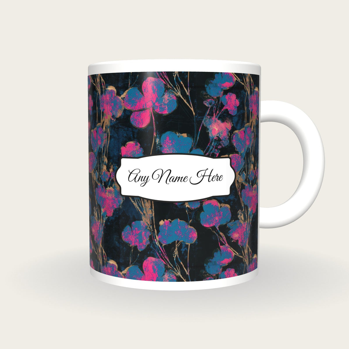 Screenprint Clover Name Mug, front with the name label