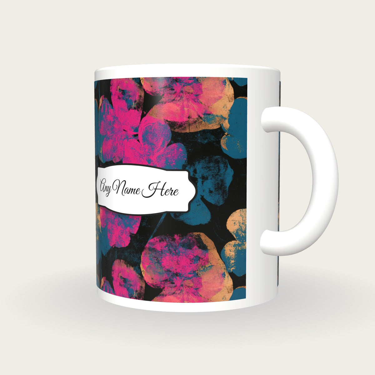Screenprint Clover Name Mug 2, three-quarter view
