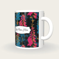 Screenprint Foxgloves Name Mug, three-quarter view