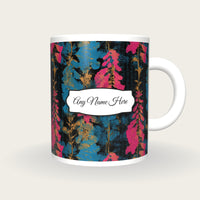 Screenprint Foxgloves Name Mug, front with the name label