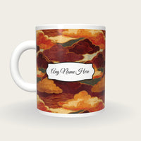 Art Nouveau Cumulus Cloud Name Mug, back with the second name label