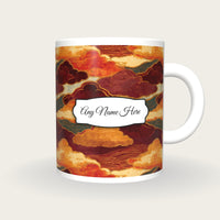 Art Nouveau Cumulus Cloud Name Mug, front with the name label