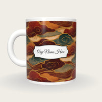 Art Nouveau Cumulus Cloud Name Mug 2, back with the second name label