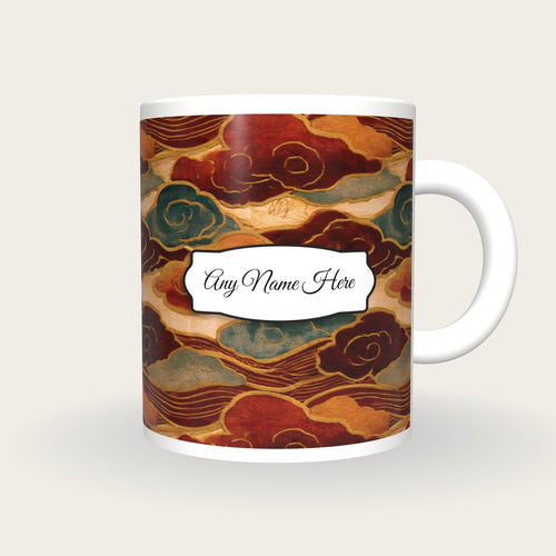 Art Nouveau Cumulus Cloud Name Mug 2, front with the name label