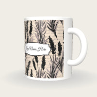 Screenprint Lavender Abstract Name Mug, three-quarter view