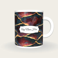 Torn Paper Orcas Name Mug, front with the name label