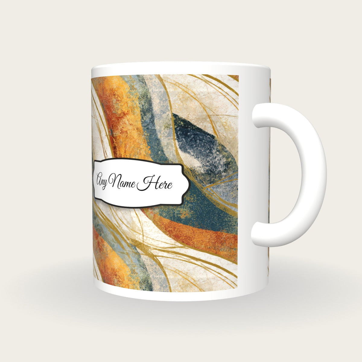 Art Nouveau Energy Fields Name Mug, three-quarter view