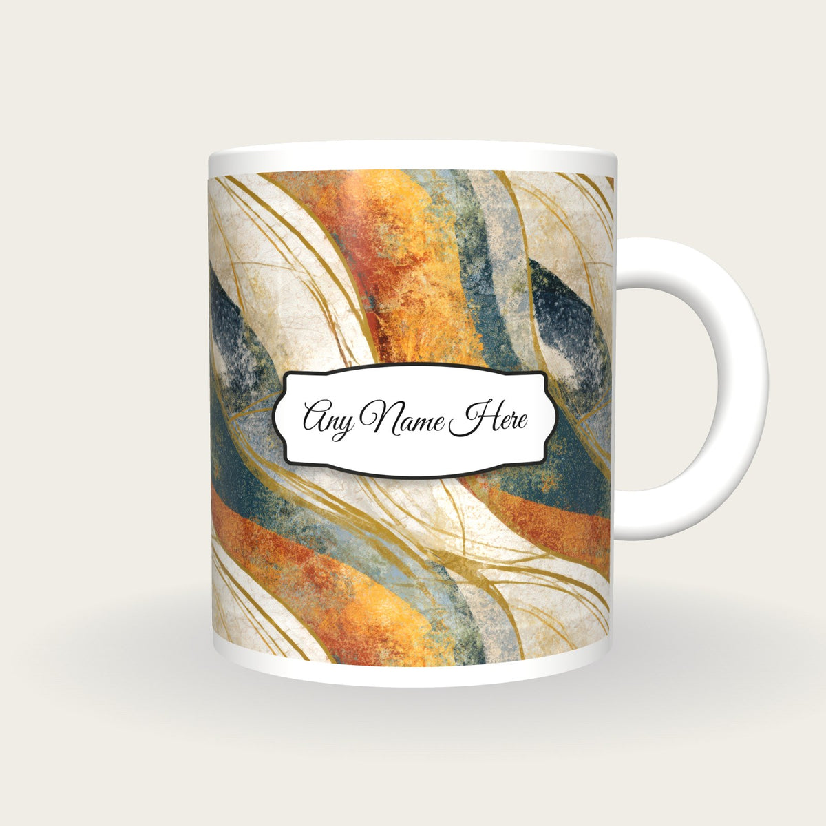 Art Nouveau Energy Fields Name Mug, front with the name label