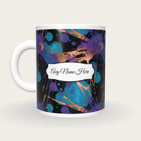 Photogram Cyan Abstract Name Mug, back with the second name label