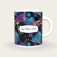 Photogram Cyan Abstract Name Mug, front with the name label