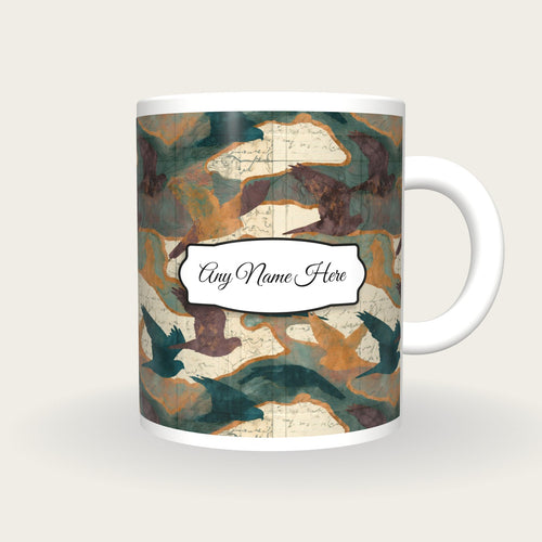 Antique Map Kestrel Name Mug, front with the name label