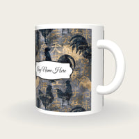 Fresco Rooster Weather Vane Name Mug, three-quarter view