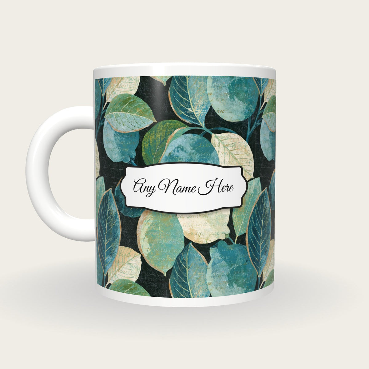 Scratchboard Guavas Name Mug, back with the second name label