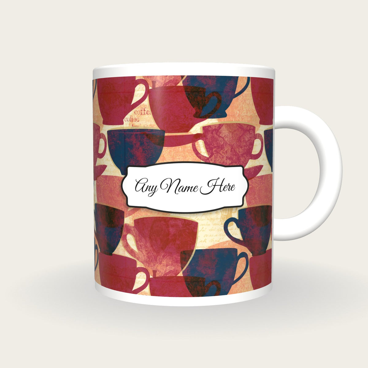 Etching Coffee Cups Name Mug 2, front with the name label