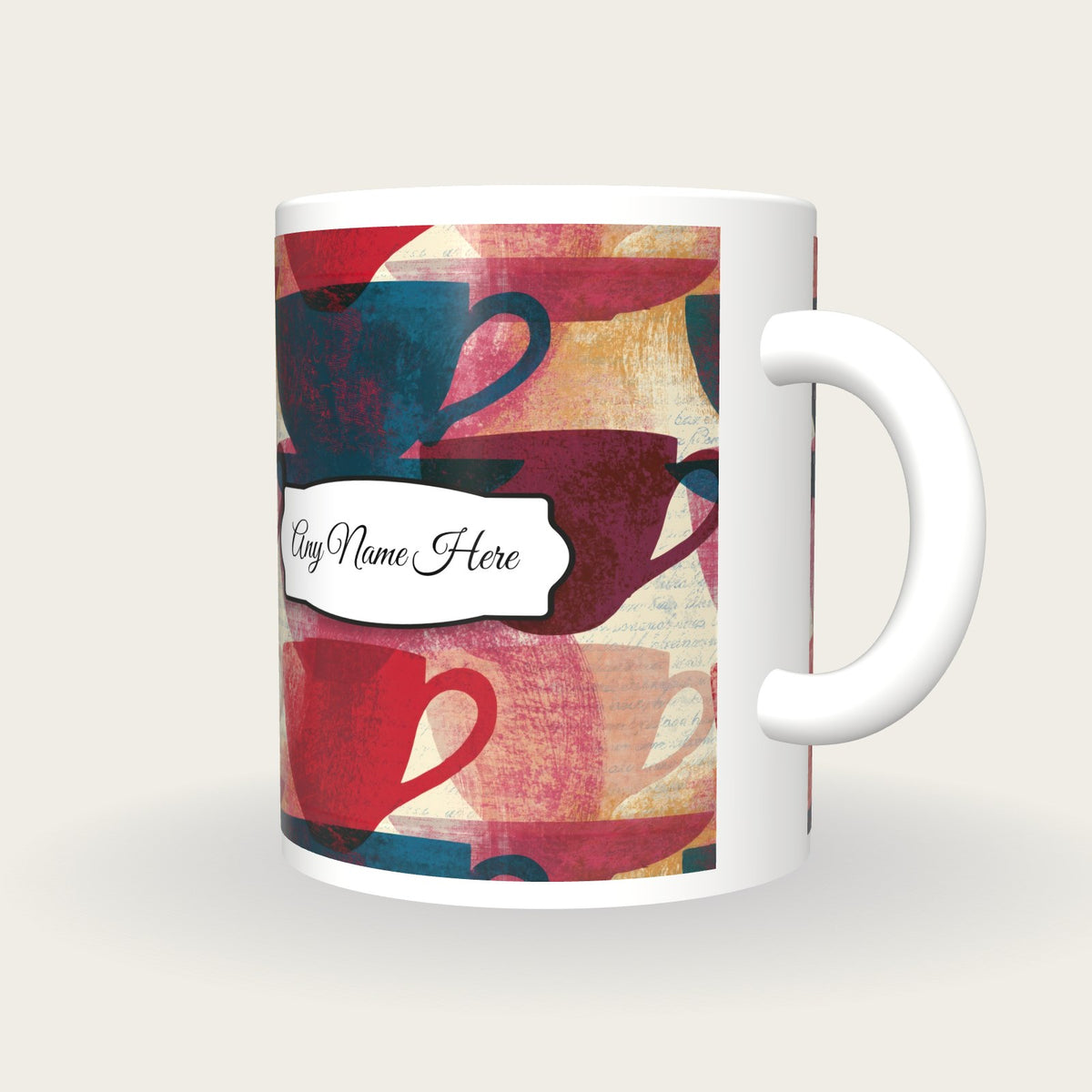 Etching Coffee Cups Name Mug, three-quarter view