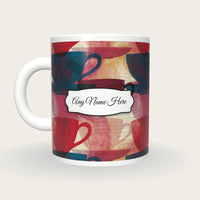 Etching Coffee Cups Name Mug, back with the second name label