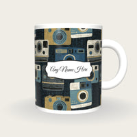 Scratchboard Polaroid Name Mug, front with the name label