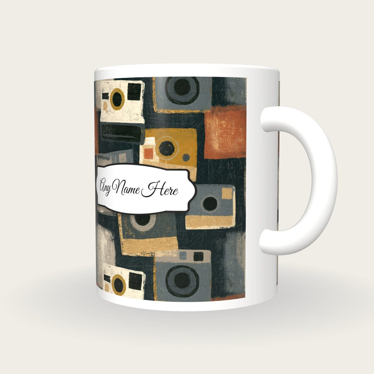 Scratchboard Polaroid Name Mug 2, three-quarter view