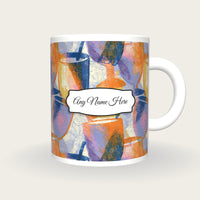 Monoprint Milkshake Name Mug, front with the name label