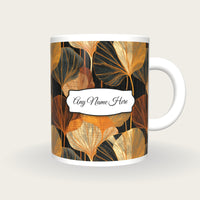 Scratchboard Amber Abstract Name Mug, front with the name label