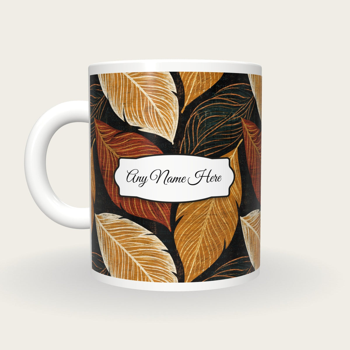 Scratchboard Amber Abstract Name Mug 2, back with the second name label