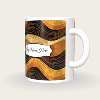 Scratchboard Amber Abstract Name Mug 3, three-quarter view