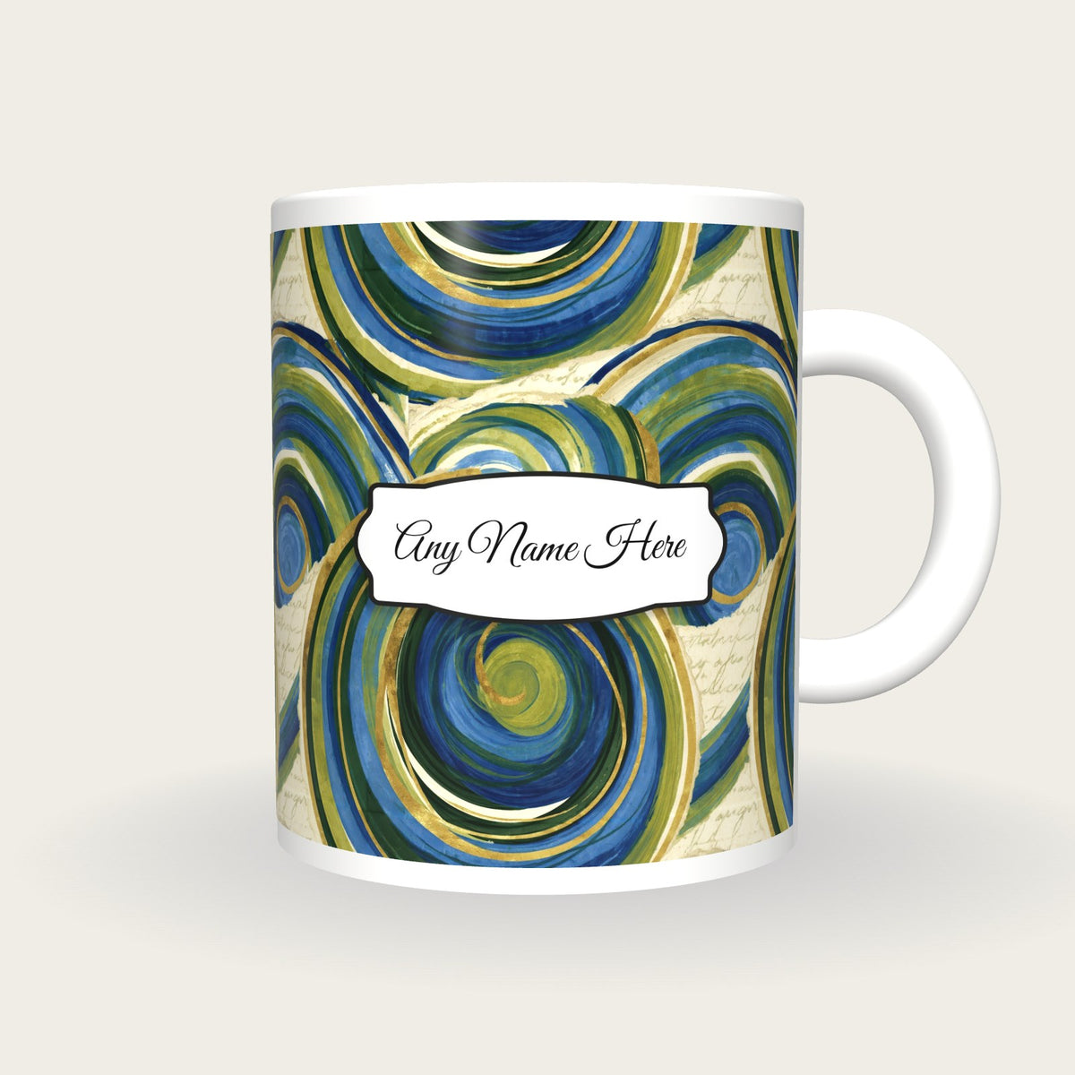 Collage Cappuccino Name Mug, front with the name label