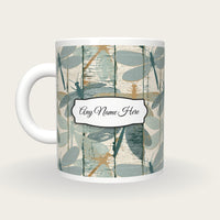 Woodcut Lacewings Name Mug, back with the second name label