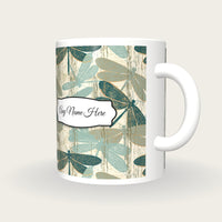 Woodcut Lacewings Name Mug 2, three-quarter view