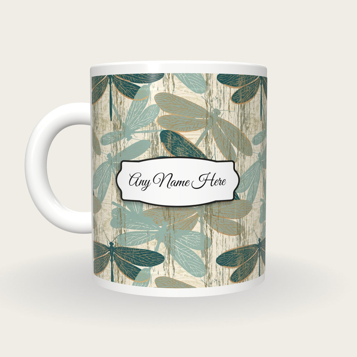 Woodcut Lacewings Name Mug 2, back with the second name label