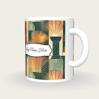 Art Deco Columns Name Mug, three-quarter view