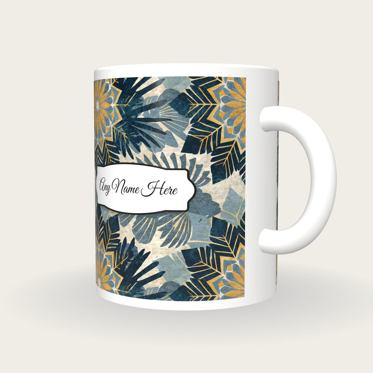 Mandala Lionfish Name Mug, three-quarter view