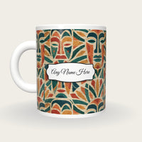 Mandala Tribal Masks Name Mug 3, back with the second name label
