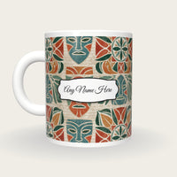 Mandala Tribal Masks Name Mug 2, back with the second name label