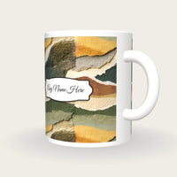 Collage Oat Abstract Name Mug, three-quarter view