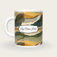 Collage Oat Abstract Name Mug, back with the second name label