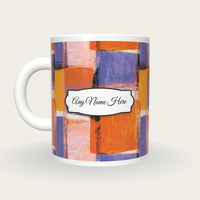 Pop Art Tangerine Abstract Name Mug 2, back with the second name label
