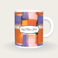 Pop Art Tangerine Abstract Name Mug 2, front with the name label