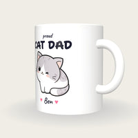 Personalised Kawaii Cat Mug, Cat Dad, three-quarter view
